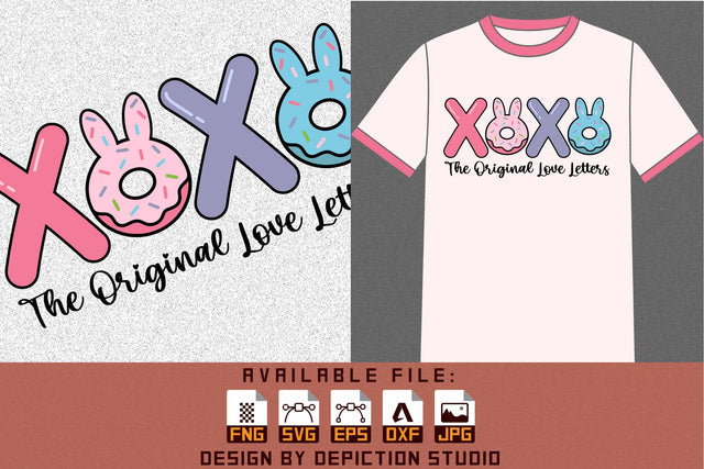 XOXO Original Love Letters Easter Day T-Shirt, Easter XOXO Cake Shirt, XOXO Easter Shirt Print Template Sketch DESIGN Depiction Studio 