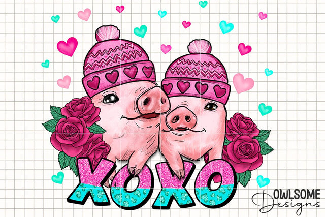 XOXO Pig Valentine PNG Sublimation Sublimation Owlsome.Designs 