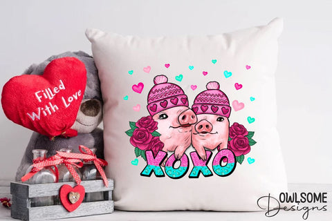 XOXO Pig Valentine PNG Sublimation Sublimation Owlsome.Designs 