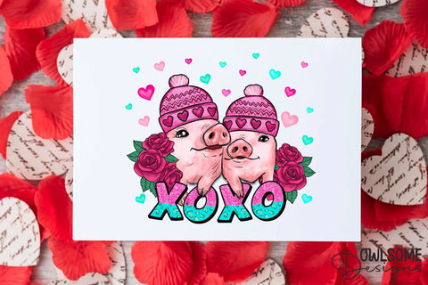 XOXO Pig Valentine PNG Sublimation Sublimation Owlsome.Designs 