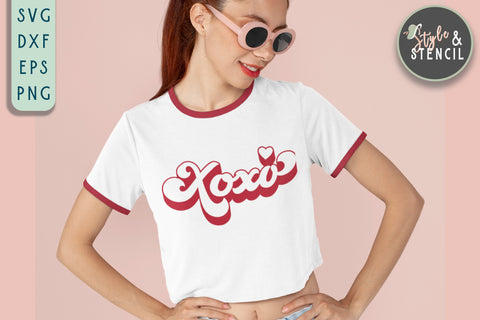 Xoxo SVG - Valentine Shirt SVG - Retro Valentine SVG Style and Stencil 