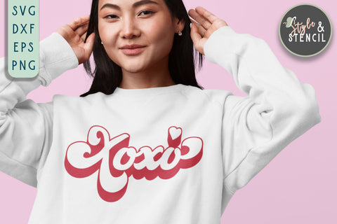 Xoxo SVG - Valentine Shirt SVG - Retro Valentine SVG Style and Stencil 