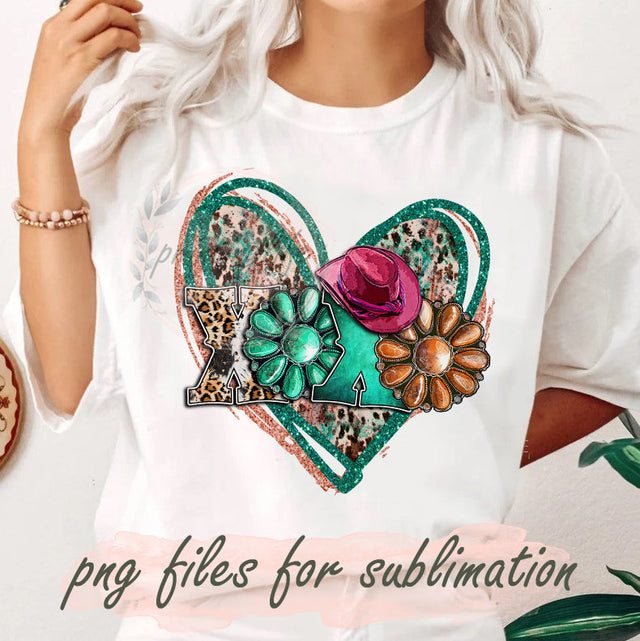 Xoxo Western Design Png, Xoxo Valentine Png, Leopard Cowhide Turquoise Heart Png, Xoxo Gemstone Sublimation, Cowboy Hat Png, Xoxo Heart Glitter Png, Valentines Sublimation Designs, Digital Download Sublimation PrintingLife 