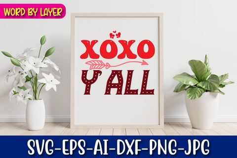 Xoxo Y'all Retro Valentine's Day Design SVG Blessedprint 