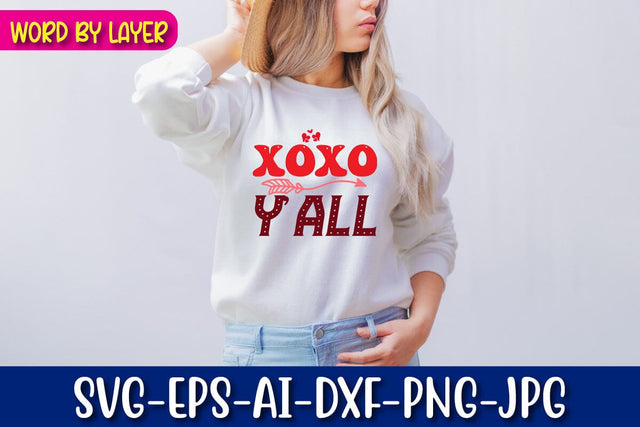 Xoxo Y'all Retro Valentine's Day Design SVG Blessedprint 