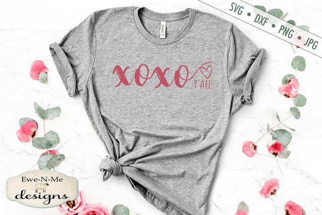 xoxo yall - Valentine Heart - Hugs Kisses - SVG SVG Ewe-N-Me Designs 