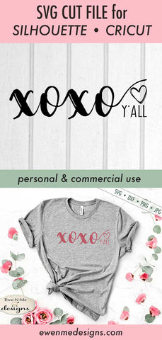 xoxo yall - Valentine Heart - Hugs Kisses - SVG SVG Ewe-N-Me Designs 