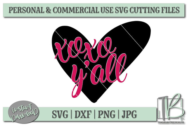 XOXO Y'all With Heart SVG File, Valentine's SVG File SVG TB Designs 