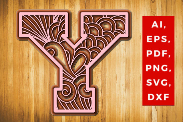 Y Layered Floral Alphabet SVG cut file, laser cut alphabet, mandala alphabet, 5 layer SVG MD JOYNAL ABDIN 