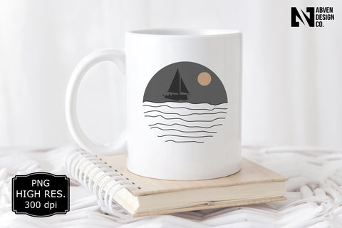 Yacht Sea and the Moon PNG Sublimation Sublimation Abven Graphics 