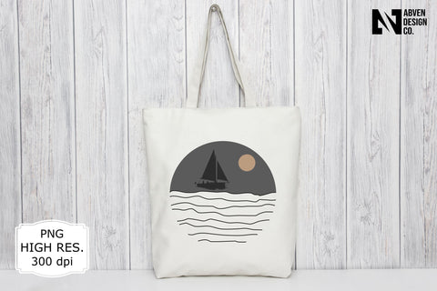 Yacht Sea and the Moon PNG Sublimation Sublimation Abven Graphics 