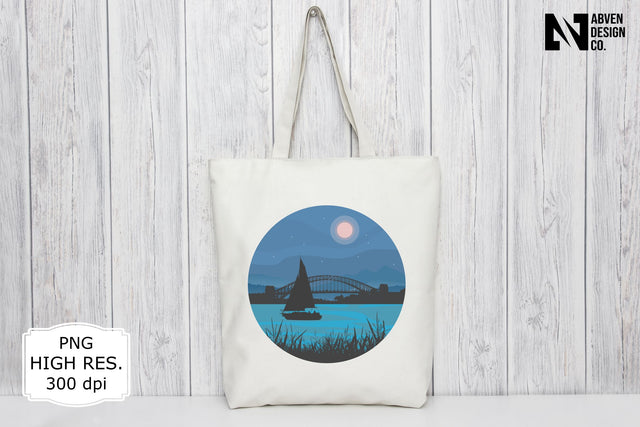 Yacht under the Bridge PNG Sublimation Sublimation Abven Graphics 