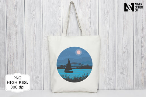 Yacht under the Bridge PNG Sublimation Sublimation Abven Graphics 