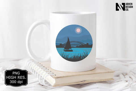 Yacht under the Bridge PNG Sublimation Sublimation Abven Graphics 