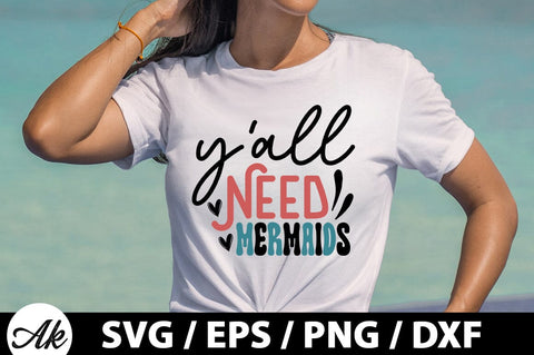Y'all need mermaids Retro SVG SVG akazaddesign 