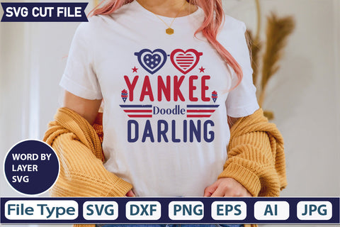 Yankee Doodle Darling Svg Cut File, SVG Patriotic Fighter Pilot Aviator Sunglasses Stars Stripes Clipart Clip Art Sublimation or Vinyl Shirt Design SVG DesignPlante 503 