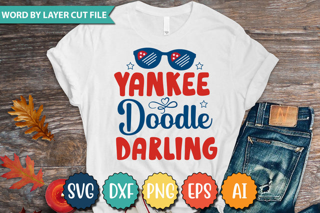 Yankee Doodle Darling SVG Cut File SVGs quotes-and-sayings food-drink mini-bundles print-cut on-sale Clipart Clip Art Sublimation or Vinyl Shirt Design SVG DesignPlante 503 