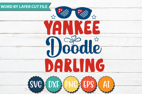 Yankee Doodle Darling SVG Cut File SVGs quotes-and-sayings food-drink mini-bundles print-cut on-sale Clipart Clip Art Sublimation or Vinyl Shirt Design SVG DesignPlante 503 
