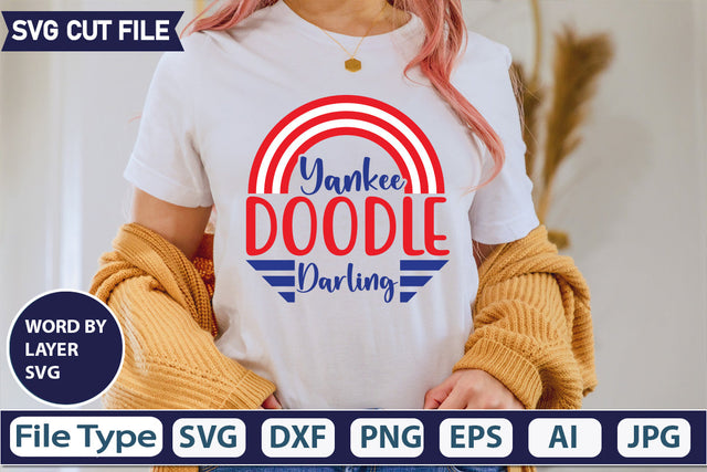Yankee Doodle Darling Svg Cut File,SVGs,quotes-and-sayings,food-drink,mini-bundles,print-cut,on-sale, SVG DesignPlante 503 