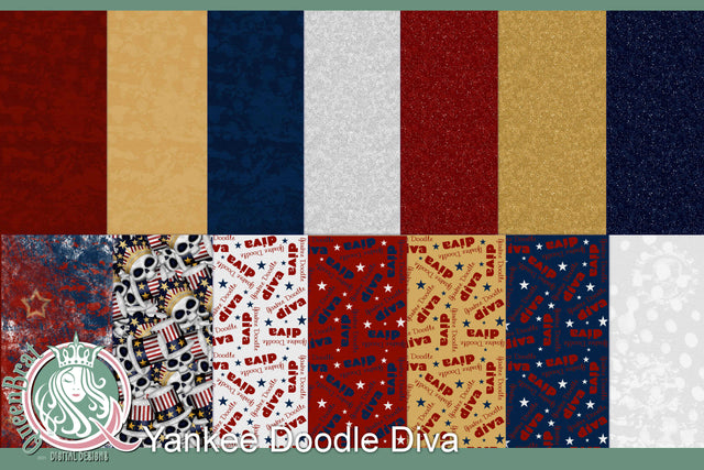 Yankee Doodle Diva Patriotic Papers Digital Pattern QueenBrat Digital Designs 