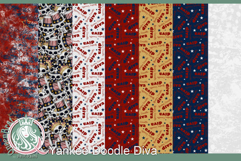 Yankee Doodle Diva Patriotic Papers Digital Pattern QueenBrat Digital Designs 