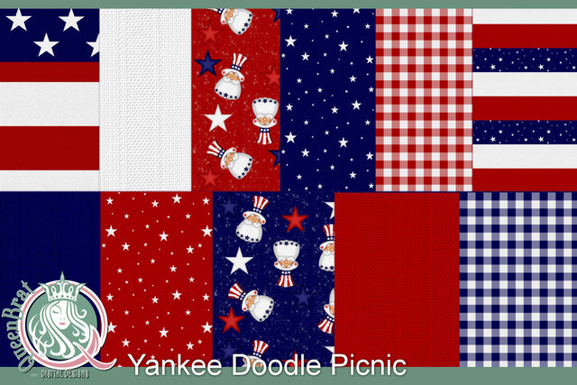 Yankee Doodle Picnic Patriotic Papers Digital Pattern QueenBrat Digital Designs 