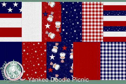 Yankee Doodle Picnic Patriotic Papers Digital Pattern QueenBrat Digital Designs 