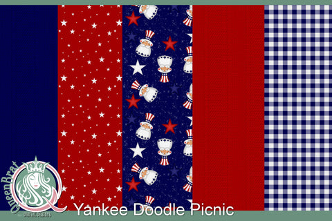 Yankee Doodle Picnic Patriotic Papers Digital Pattern QueenBrat Digital Designs 