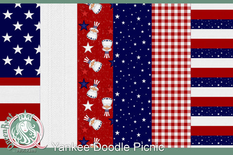 Yankee Doodle Picnic Patriotic Papers Digital Pattern QueenBrat Digital Designs 