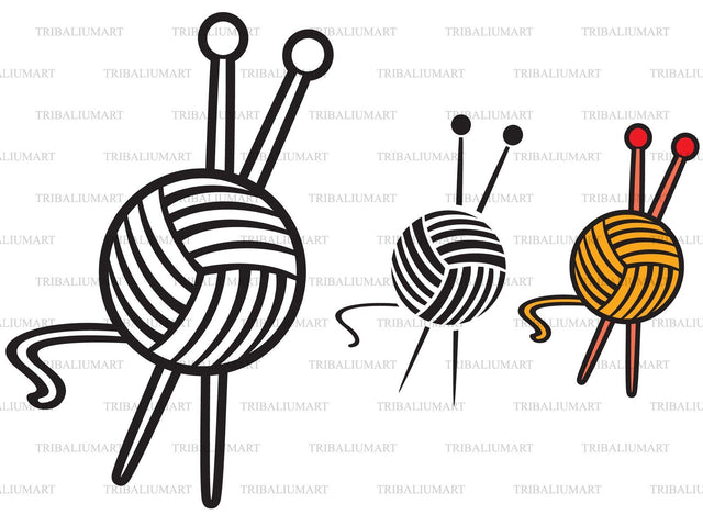Yarn ball and knitting needles SVG TribaliumArtSF 