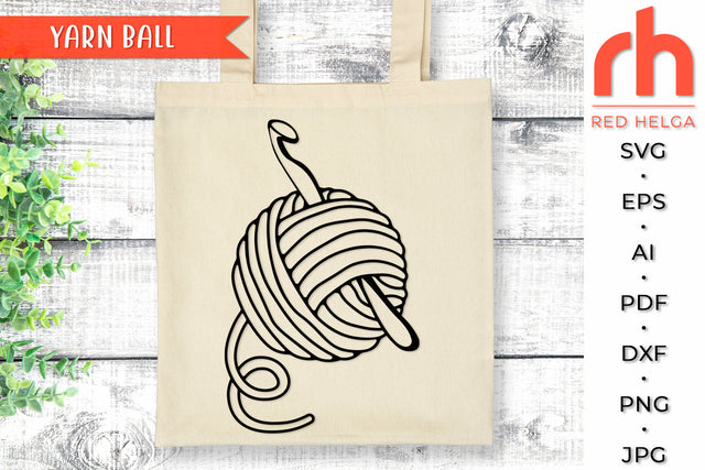 Yarn Ball SVG - Crochet Hook DXF SVG RedHelgaArt 