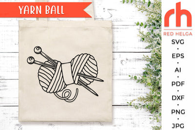 Yarn Ball SVG - Knitting Needles DXF SVG RedHelgaArt 