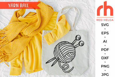 Yarn Ball SVG - Knitting Needles DXF SVG RedHelgaArt 