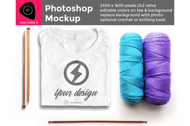 Yarn Craft Tee Shirt PSD Photoshop Mockup Mock Up Photo Risa Rocks It 