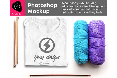 Yarn Craft Tee Shirt PSD Photoshop Mockup Mock Up Photo Risa Rocks It 