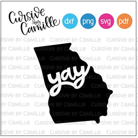Yay State of Georgia Cut File SVG Cursive by Camille 