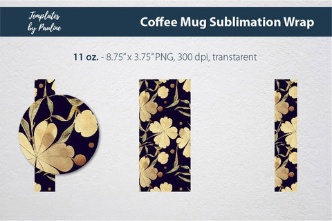 Yellow 4 Leaf Clover Rectangle Photo Mug Wrap for Sublimation Sublimation Templates by Pauline 