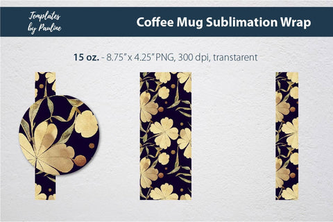 Yellow 4 Leaf Clover Rectangle Photo Mug Wrap for Sublimation Sublimation Templates by Pauline 