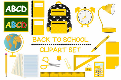 Yellow Back To School Clipart Set Sublimation Sublimatiz Designs 