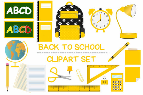 Yellow Back To School Clipart Set Sublimation Sublimatiz Designs 