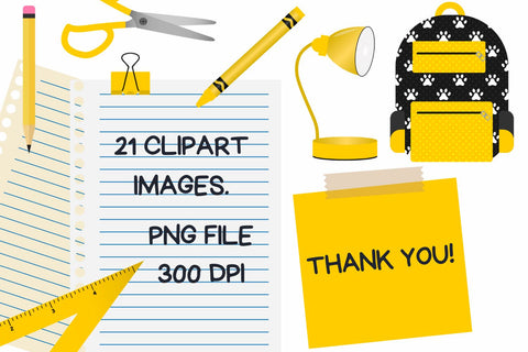 Yellow Back To School Clipart Set Sublimation Sublimatiz Designs 