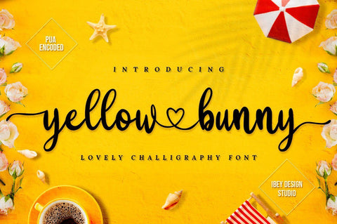 Yellow Bunny - Heart Font Font Ibey Design 