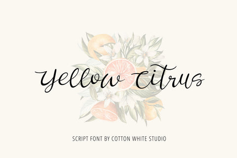 Yellow Citrus Font Cotton White Studio 