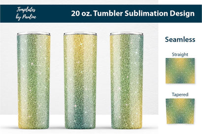 Yellow Green Glitter Seamless Sublimation Tumbler Wrap Sublimation Templates by Pauline 