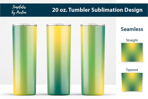 Yellow Green Ombre Seamless Sublimation Tumbler Wrap Sublimation Templates by Pauline 