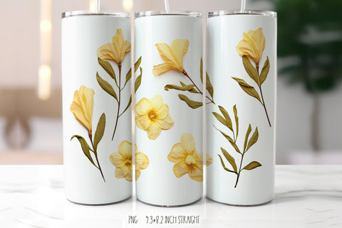 Yellow Tropical Allamanda Flowers Tumbler | Herbarium Tumbler Sublimation Kseniia designer 