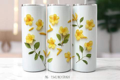 Yellow Tropical Allamanda Flowers Tumbler|Herbarium Tumbler Sublimation Kseniia designer 