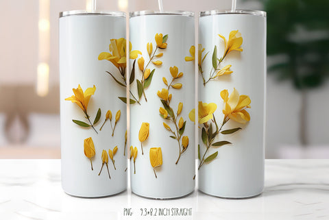 Yellow Tropical Allamanda Flowers Tumbler|Herbarium Tumbler Sublimation Kseniia designer 