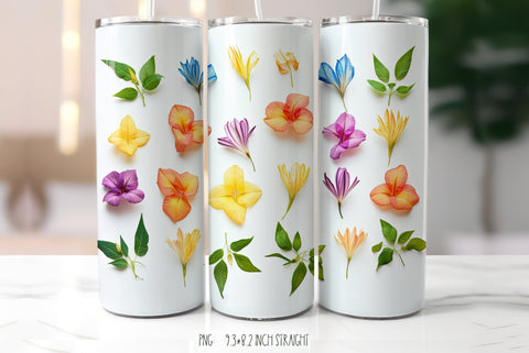 Yellow Tropical Allamanda Flowers Tumbler|Herbarium Tumbler Sublimation Kseniia designer 