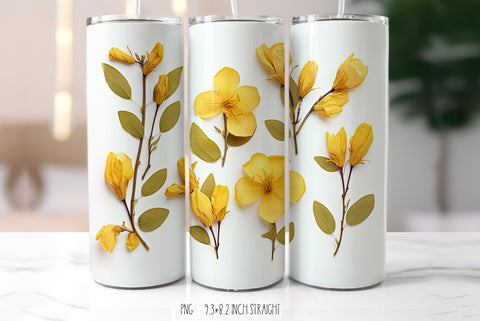 Yellow tropical flower tumbler sublimation Sublimation Kseniia designer 